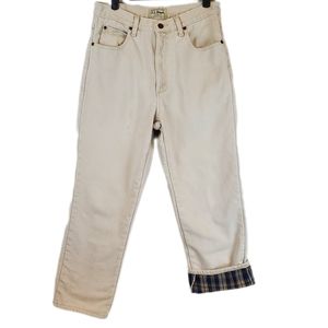 VTG LL Bean Classic Fit Flannel Lined Tan Denim Jeans Size 30x30 Mens Cotton